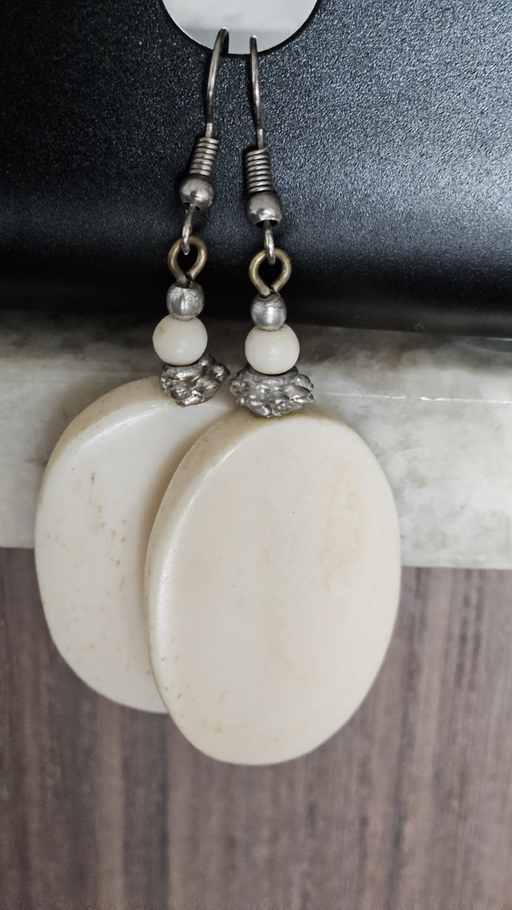 White Stone Coral Dangle Earrings