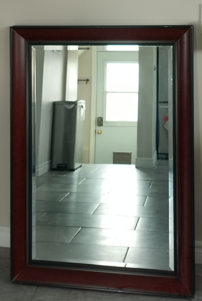 Large Floor Mirror with Dark Wood Frame