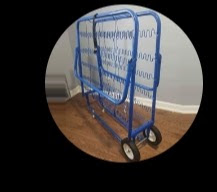 Folding cot frame with wheels
