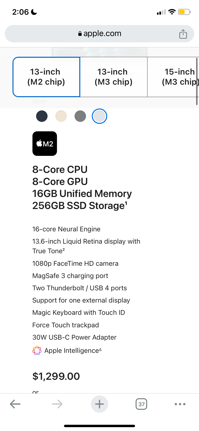 Macbook air 13 in M2 256 gb ssd