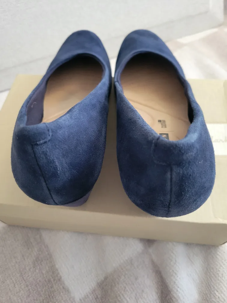 Clarks Flores Tulip Navy Suede Wedge Heels - Women's Size 8 1/2 image indicator(2)