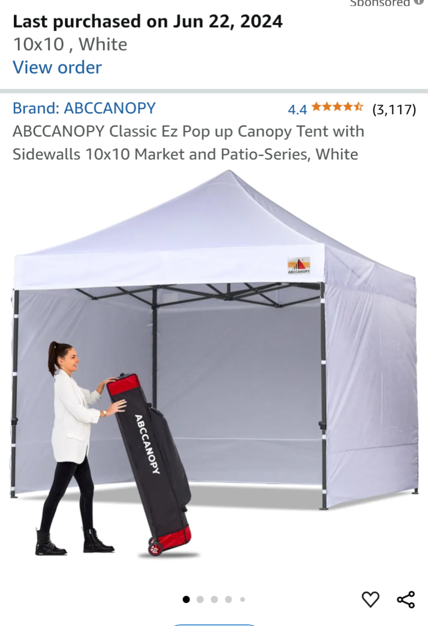 ABCCANOPY 10x10 Pop-up Canopy Tent with Sidewalls - White