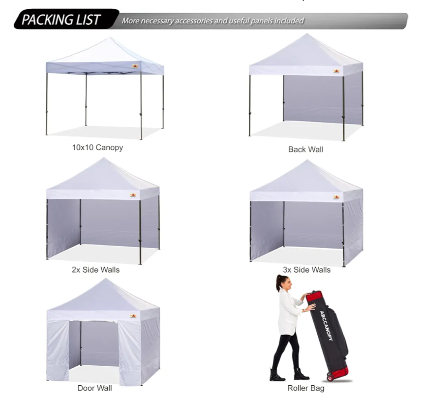 ABCCANOPY 10x10 Pop-up Canopy Tent with Sidewalls - White - photo 4
