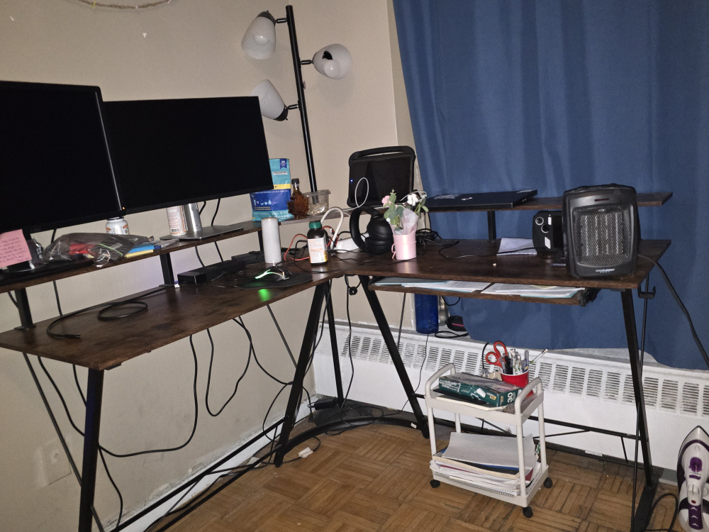 Large L-Shaped Computer Desk with Two-Tier Shelf - photo 4