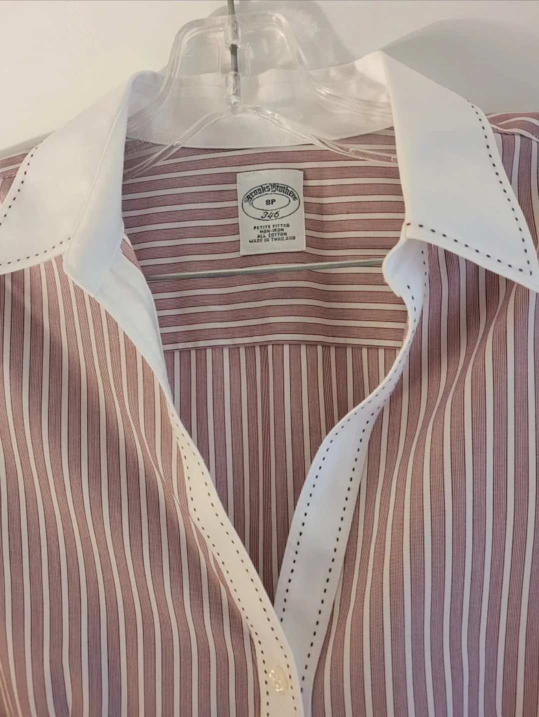 New Brooks Brothers Petite 8P Burgundy Striped Blouse image indicator(2)