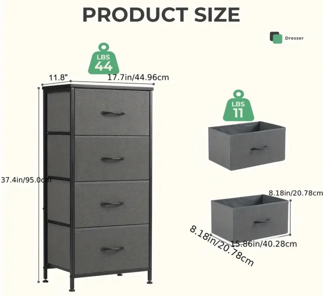 Fabric Drawer-Metal Frame,Wood Top image indicator(2)