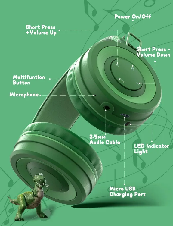 SIMJAR Kids Bluetooth Headphones with Microphone image indicator(3)