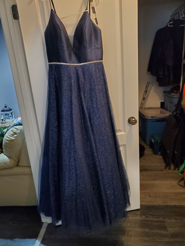 FLAIR New York Navy Blue Sparkle Prom Dress Size 16