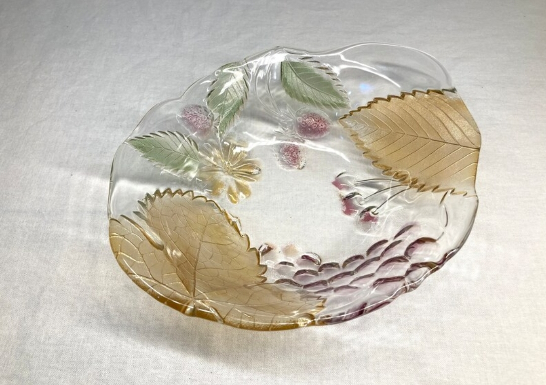 Vintage Glass Bowl Set with Grapes and Leaves Design - photo 5