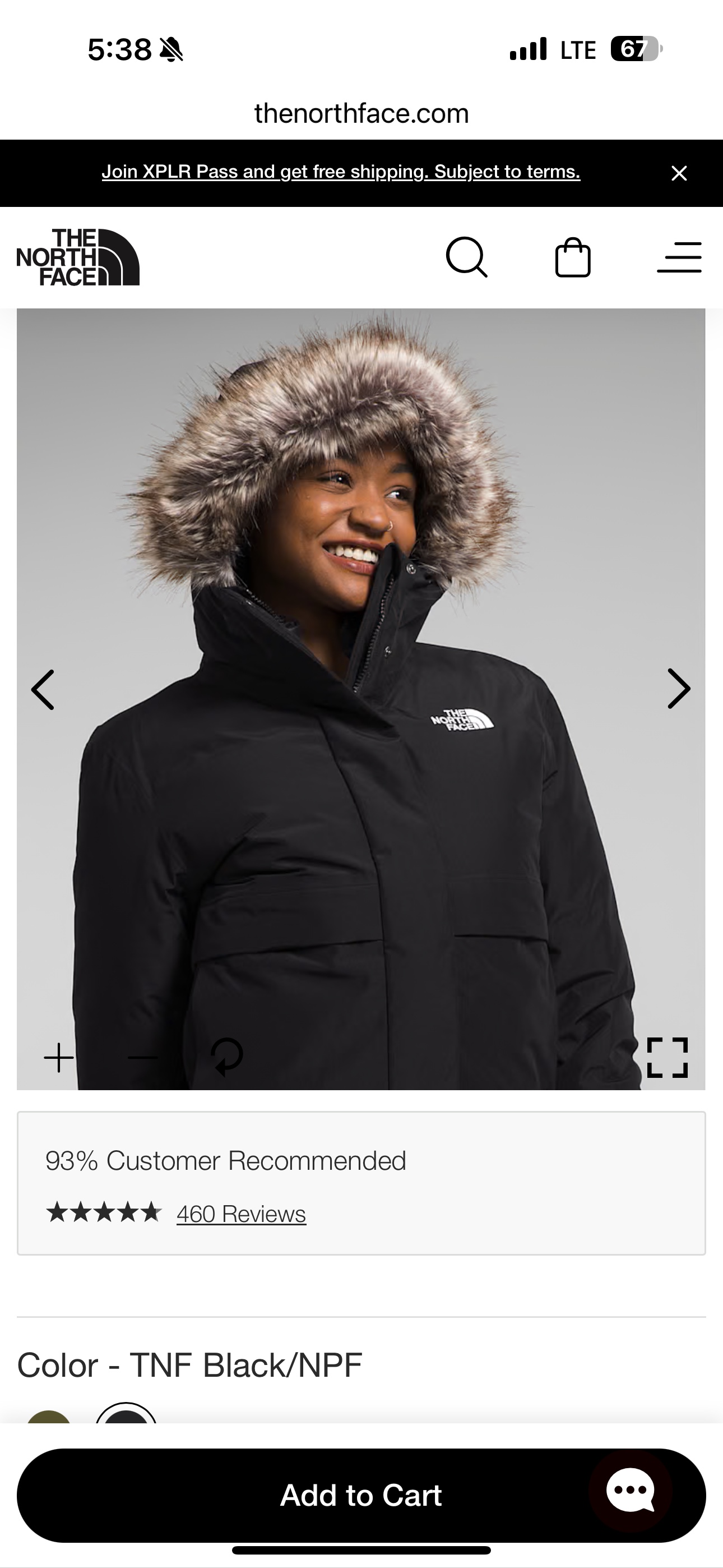 UNUSED The North Face Women's Black Artic Bomber Jacket - photo 3
