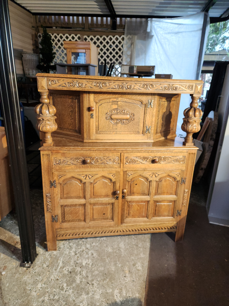 Antique Oak Corner Cupboard