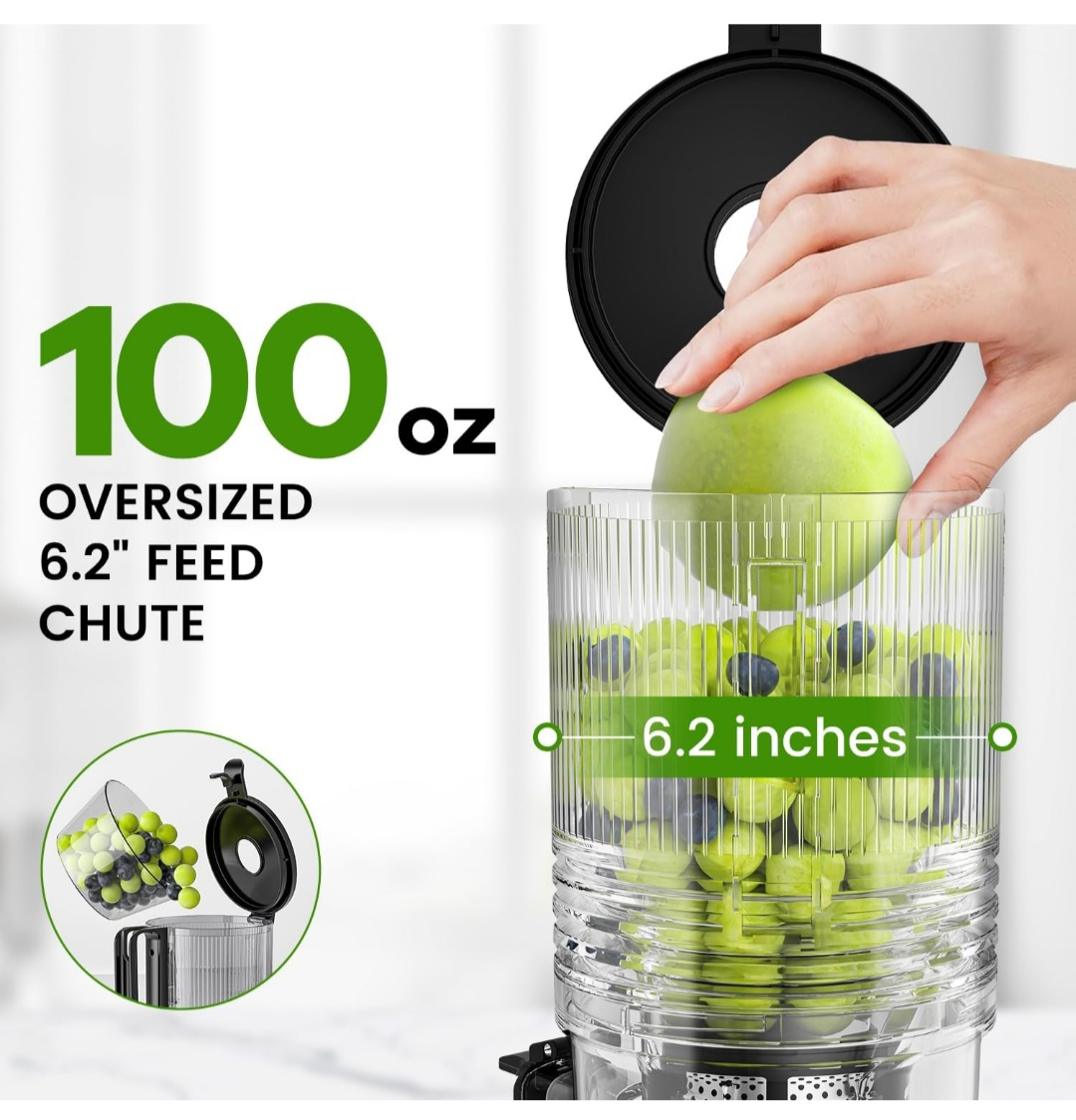 Ultraslim 350W Slow Juicer -  High Juice Yield, 6.2" Feed Chute - photo 2