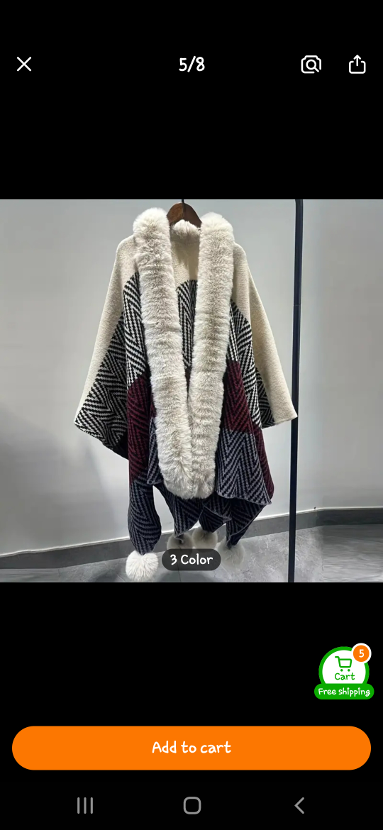 Women's Faux Fur Trimmed Poncho