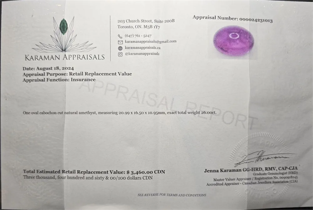 26.00ct Oval Cabochon Natural Amethyst Gemstone image indicator(3)