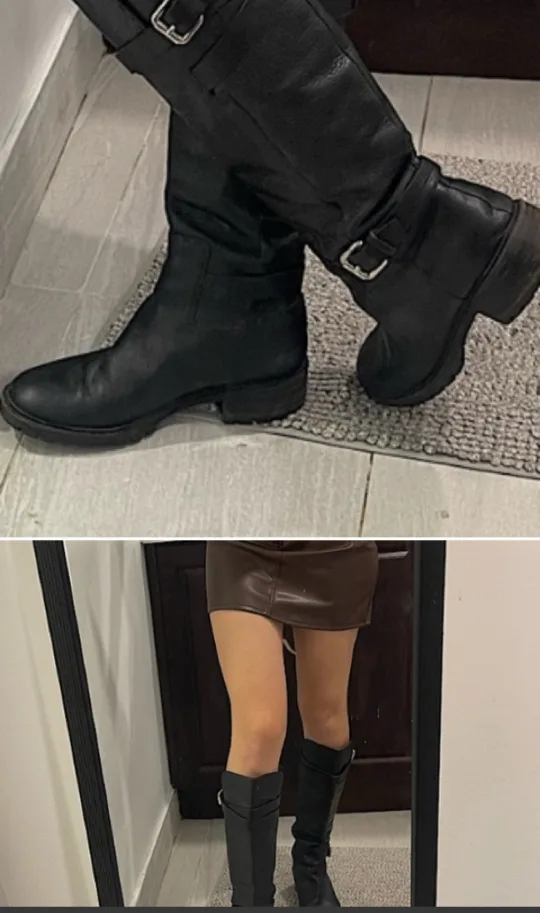 Fendi Black Leather Knee-High Moto Boots thumbnail