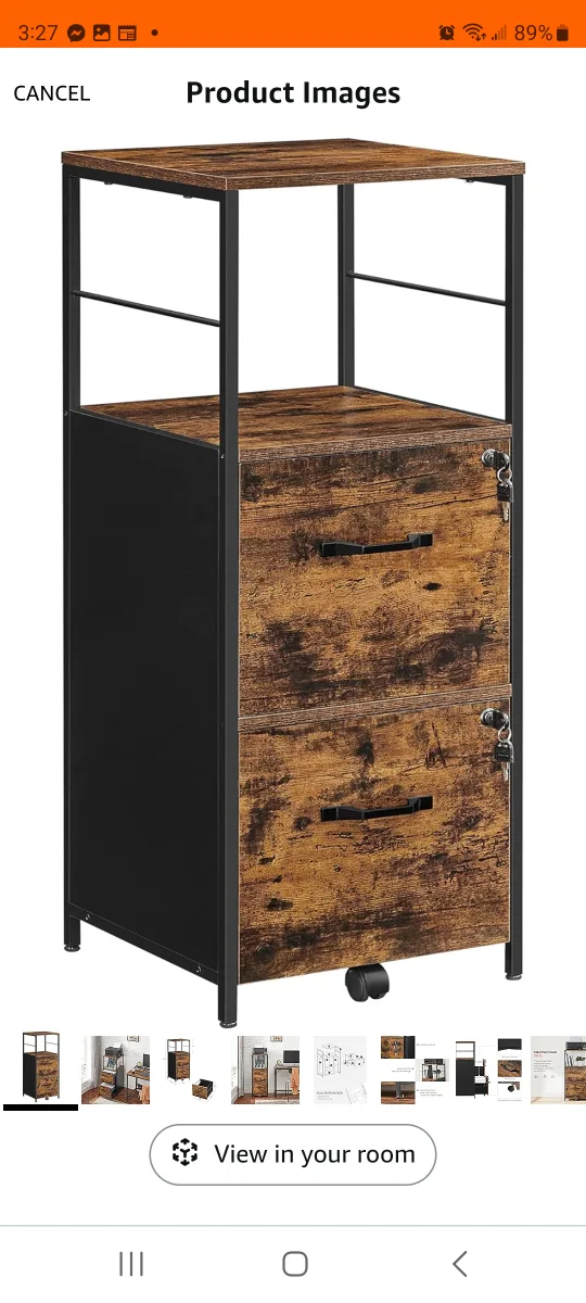 Industrial-Style Mobile Filing Cabinet with Top Shelf thumbnail