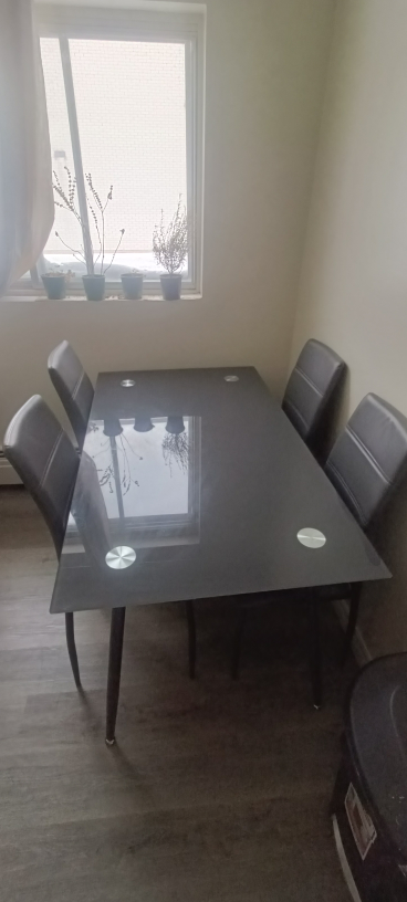 Glass Dining Table Set with Four Chairs
