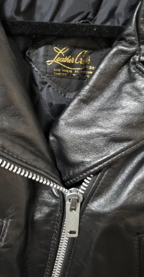 Vintage Leather Cropped Moto Jacket [L] image indicator(4)