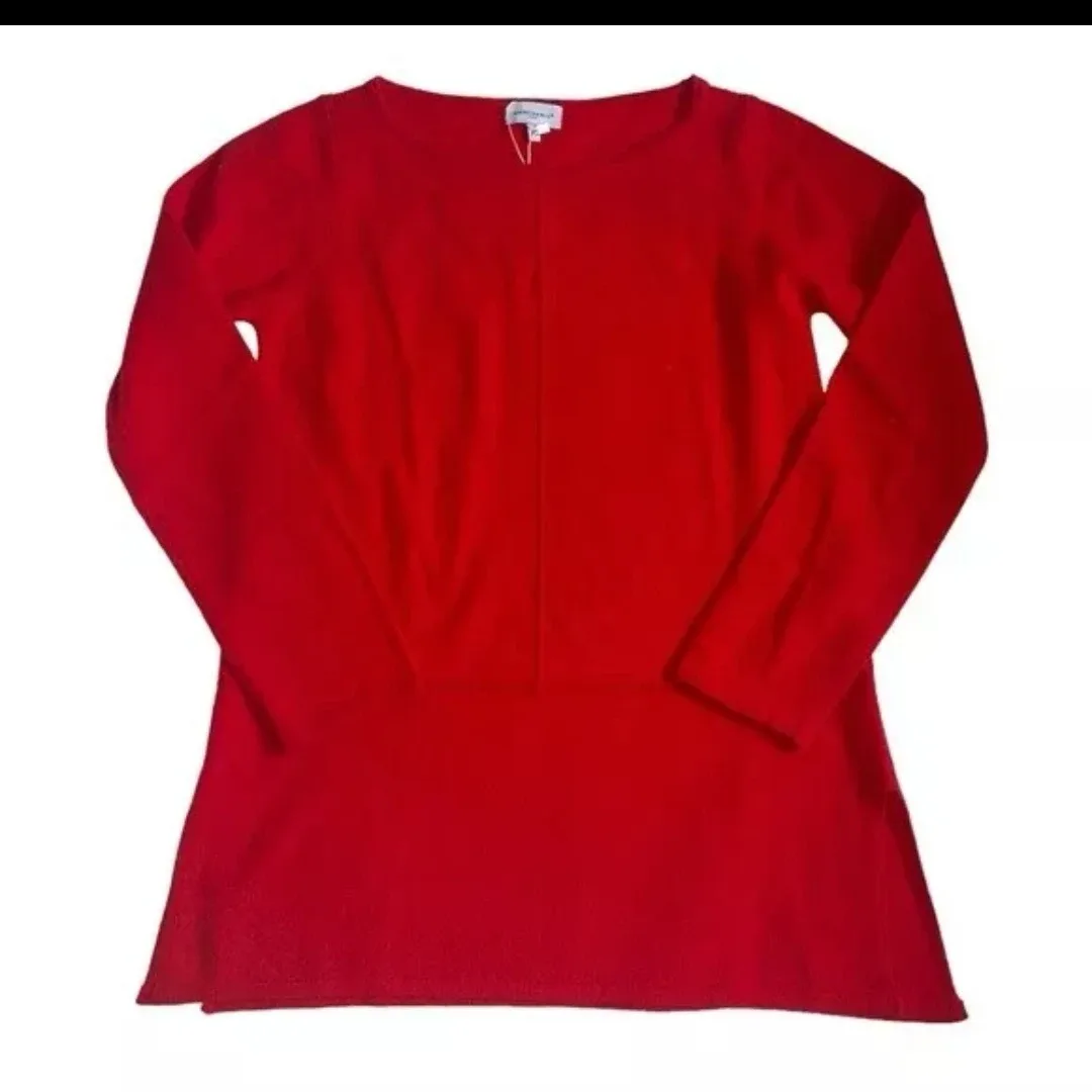 Bianco & blu large red cashmere blend tunic sweater image indicator(2)