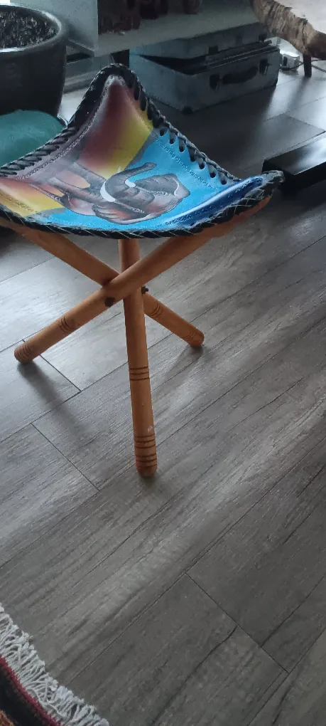 Hand-painted Elephant Tripod Stool image indicator(3)