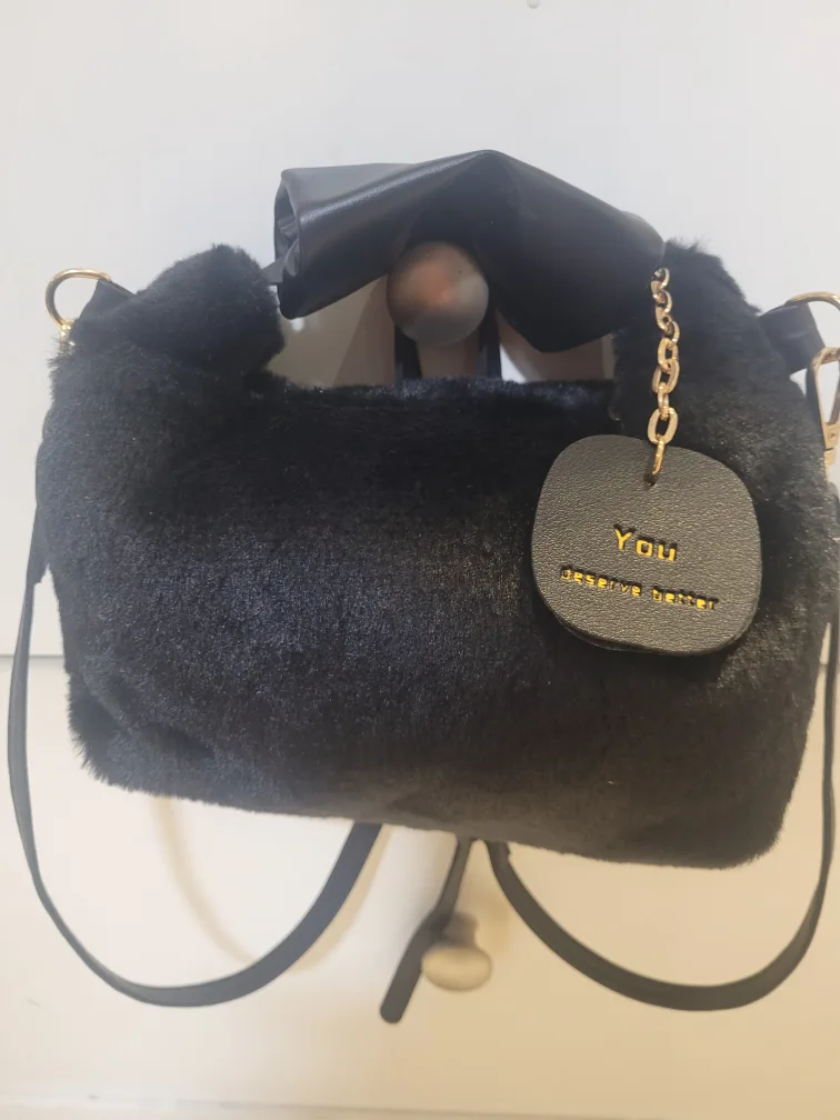 Black Faux Fur Crossbody Bag image indicator(2)