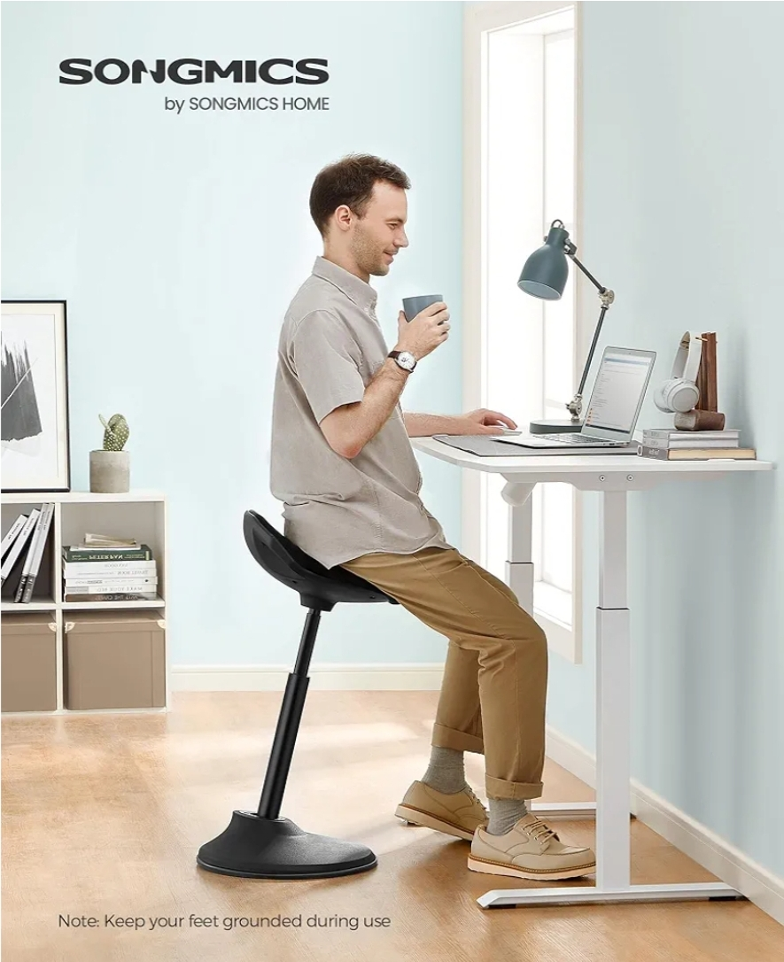SONGMICS Adjustable Height Saddle Stool - Ergonomic Office Chair - photo 4