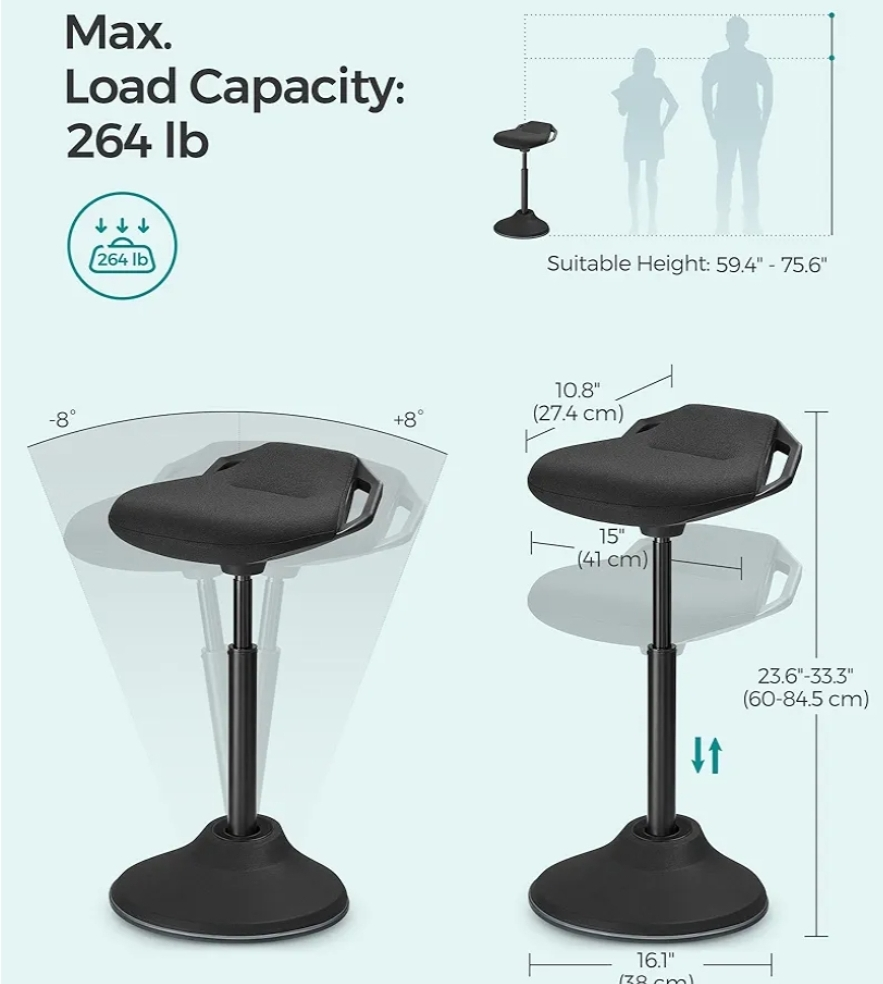 SONGMICS Adjustable Height Saddle Stool - Ergonomic Office Chair - photo 5