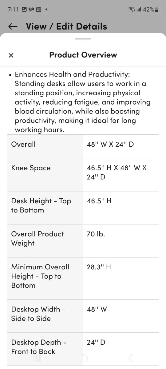 Inbox Zero Marshun Electric Standing Desk - 48" Wide image indicator(7)