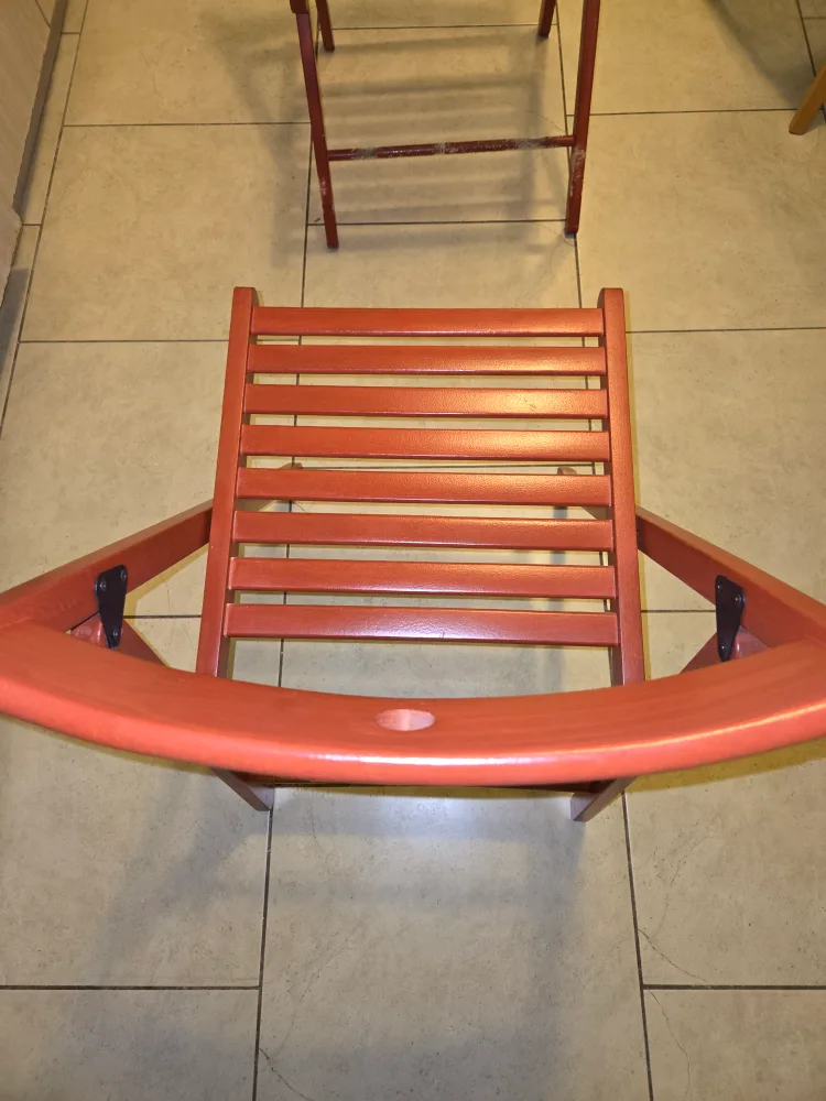 Pair of Red Folding Wooden Chairs image indicator(8)