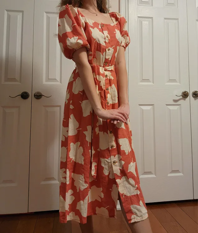 linen-blend midi dress image indicator(6)