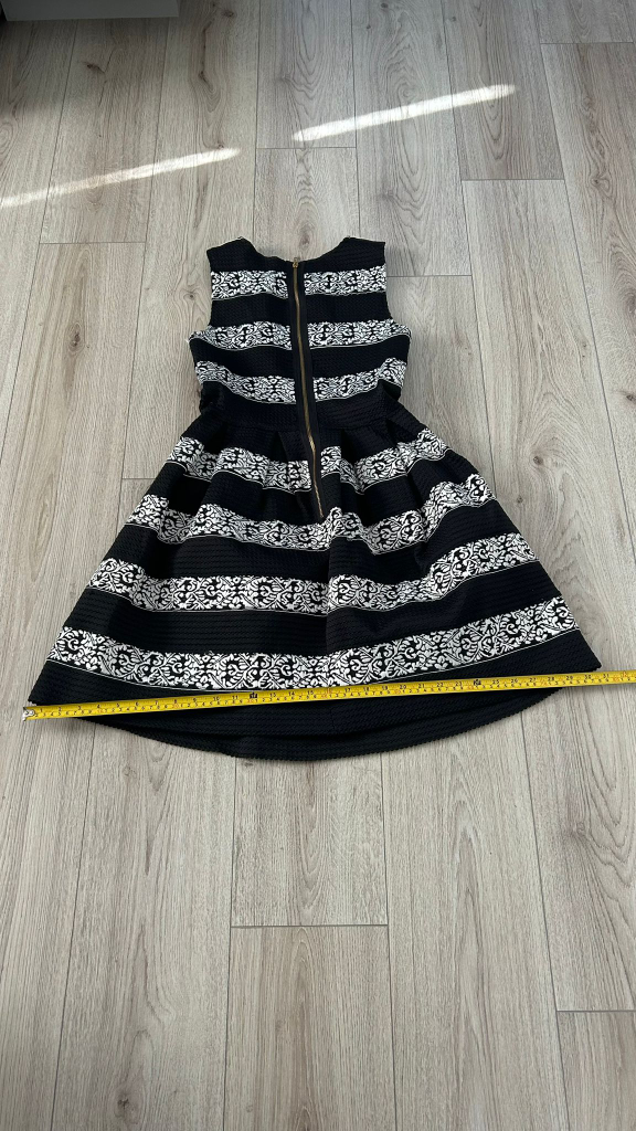 Black and White Striped Fit and Flare Dress - photo 4