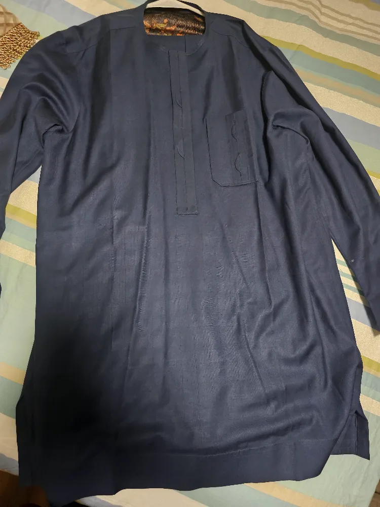 Men's Navy Blue African Print Long-Sleeve Shirt image indicator(2)