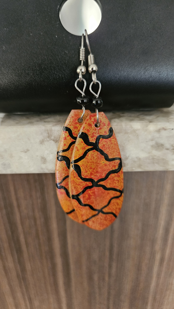 Orange and Black Coral Earrings - photo 4