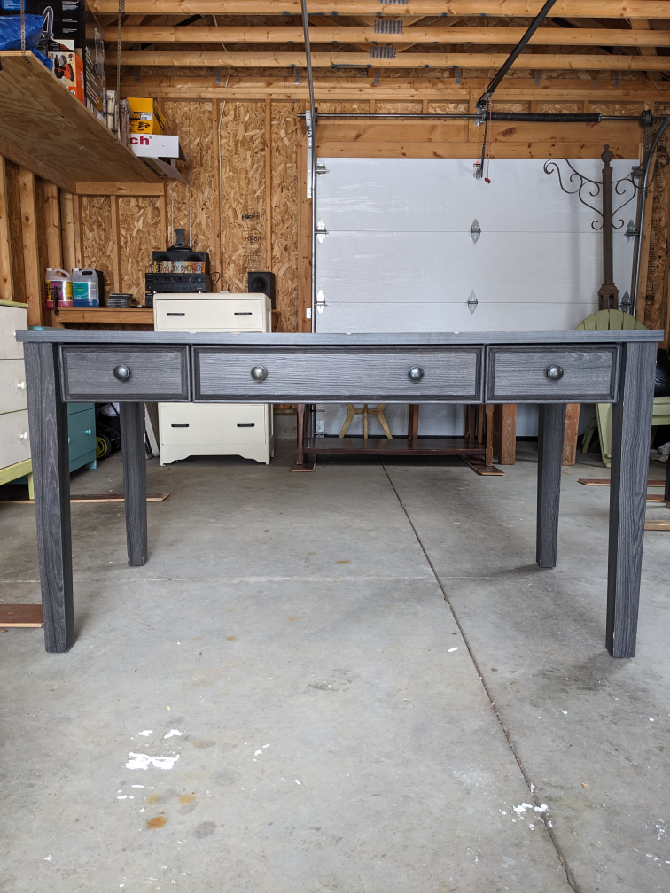 3 Drawer Grey Oak Office Desk