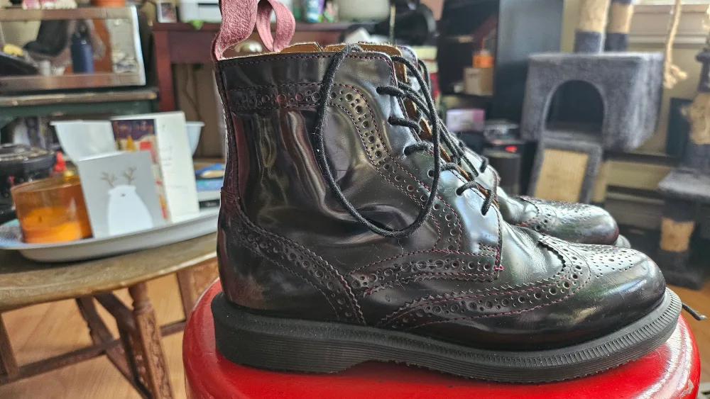 MAKE OFFER: Brogue Boots - Burgundy Leather image indicator(3)