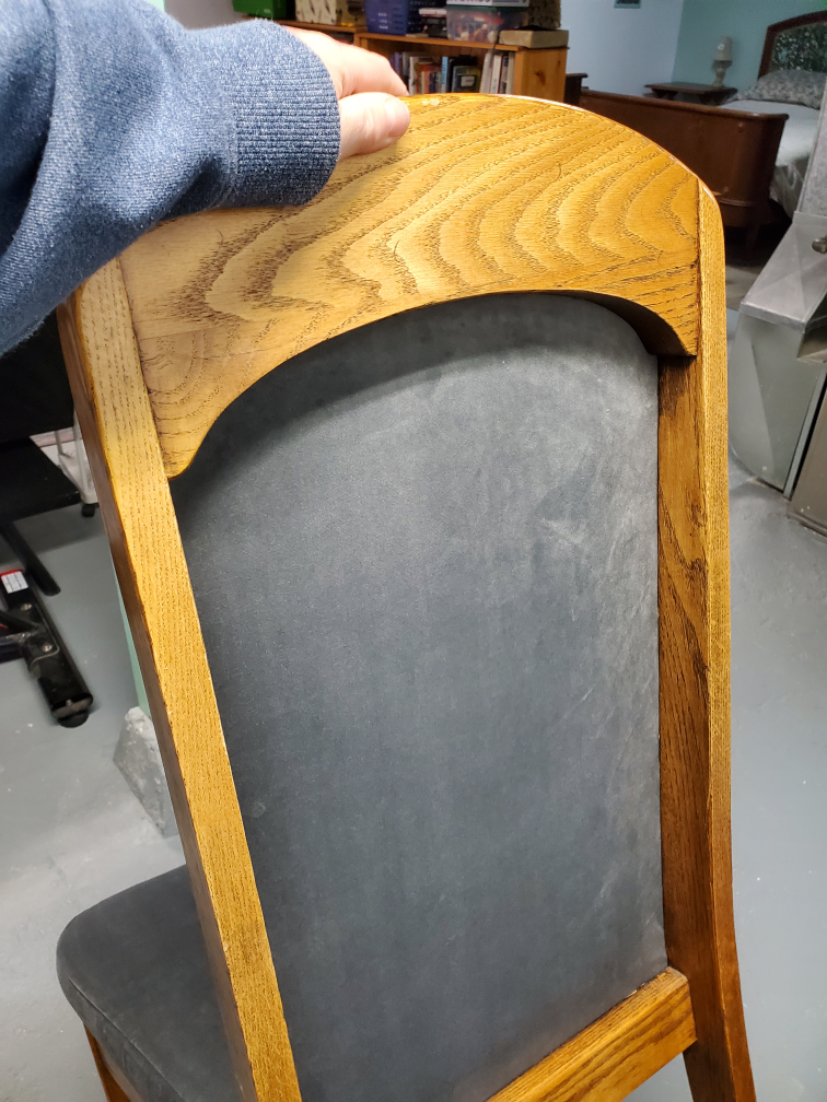 Set of 4 Dining Chairs - Oak Wood and Grey Upholstery - photo 4
