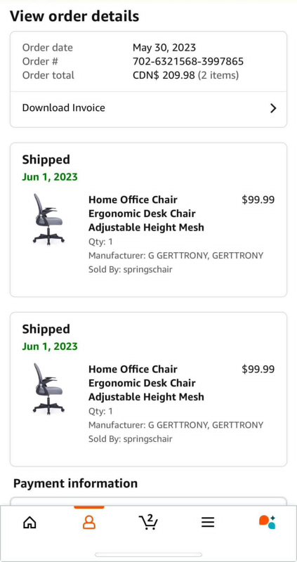 Pair of Grey Ergonomic Mesh Office Chairs - photo 2
