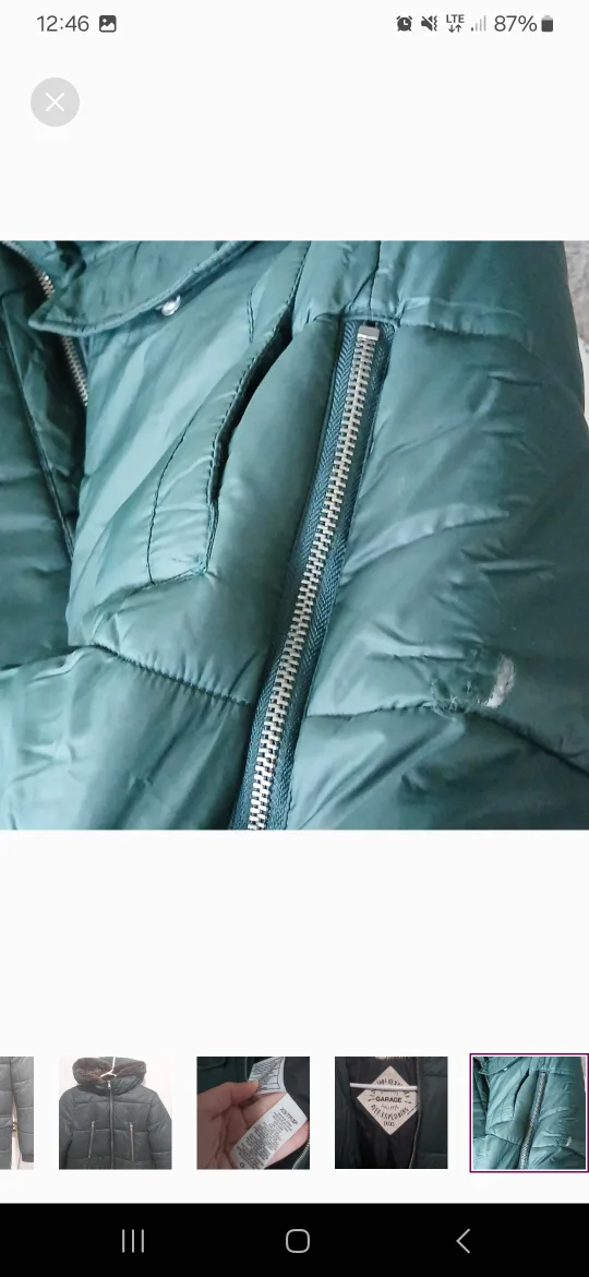 Garage dark green puffer coat, size extra small/small image indicator(7)