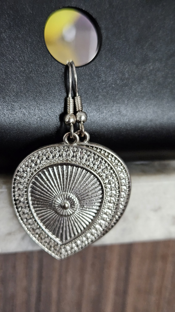 Silver Teardrop Earrings, Leaf design - photo 2