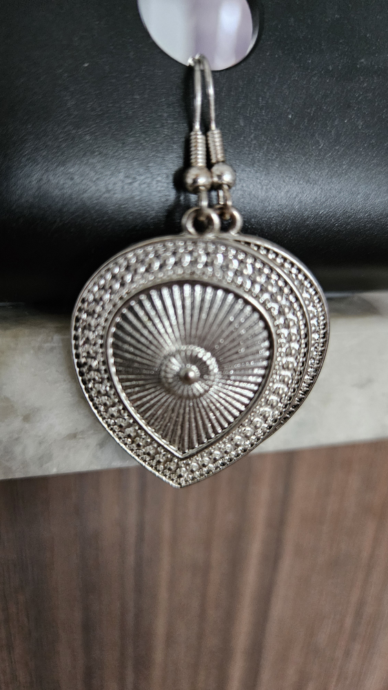 Silver Teardrop Earrings, Leaf design - photo 3