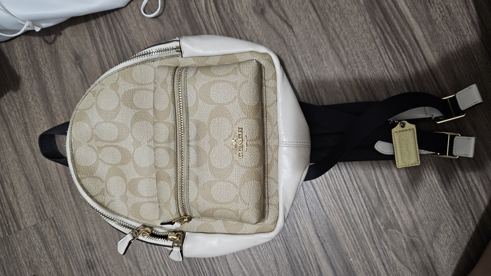 Coach Mini Backpack - Beige and White