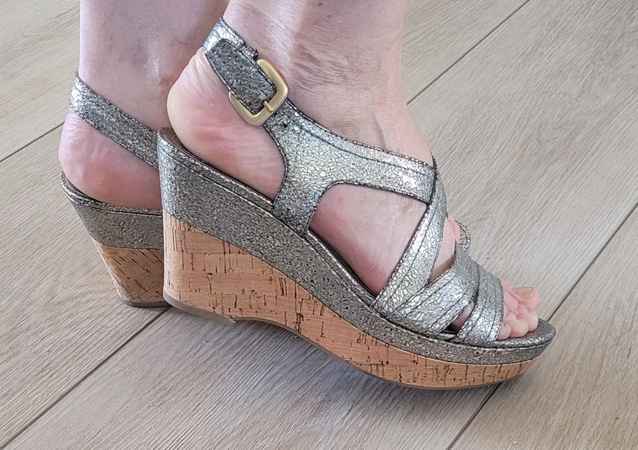 Franco Sarto Silver Wedge Sandals
