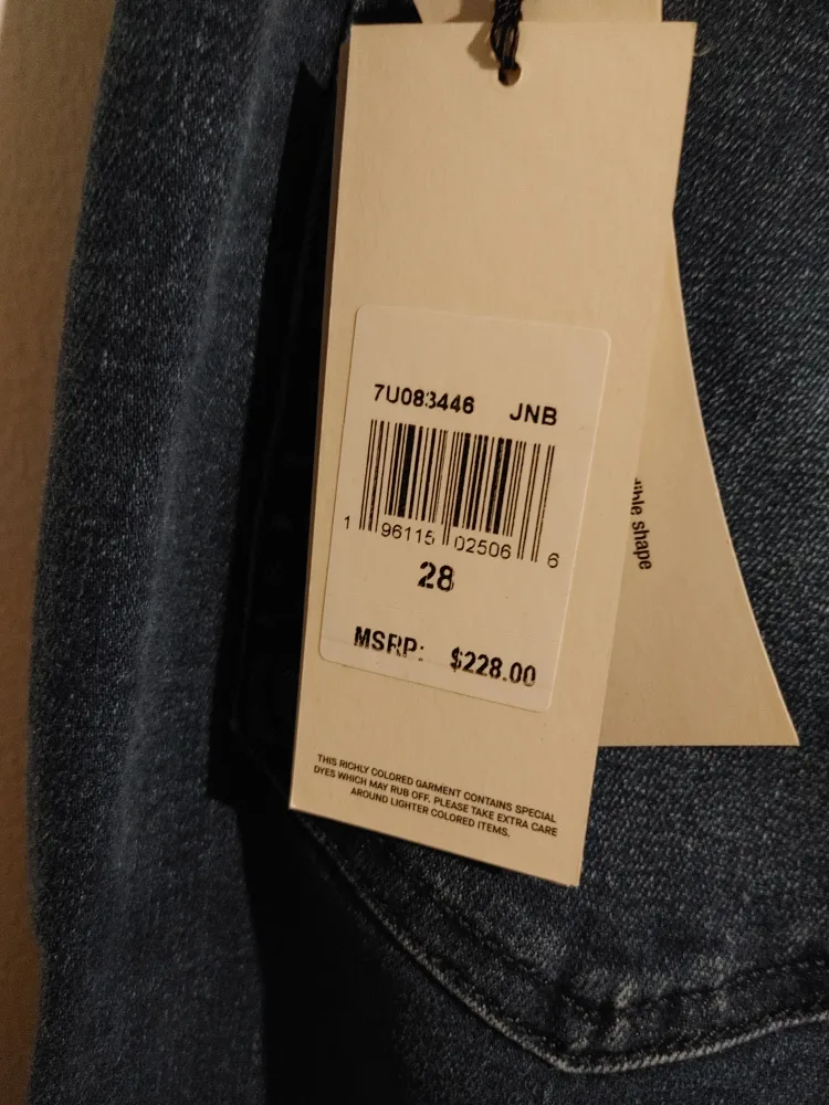 BRAND NEW! 7 FOR ALL MANKIND SLIM DENIM JEANS $228 SIZE 28 image indicator(4)