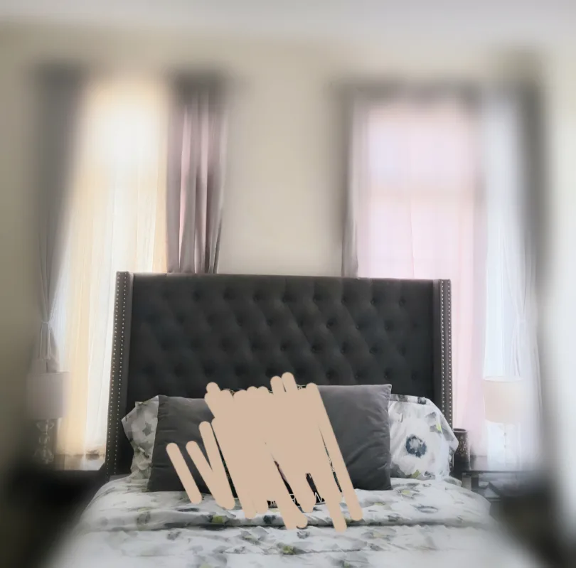 STRUCTUBE grey Tufted Upholstered Wingback Queen Bed image indicator(4)