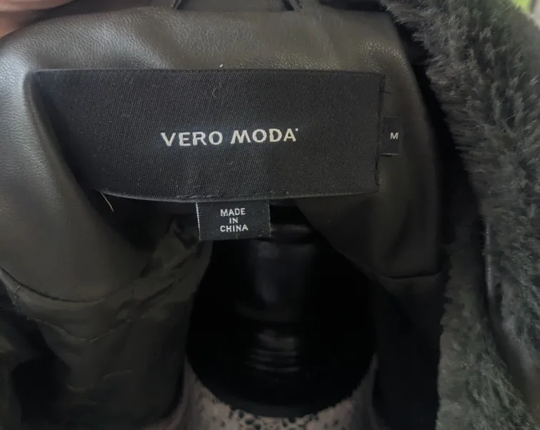 Vero Moda Olive Green Faux Leather Jacket - Size S image indicator(3)
