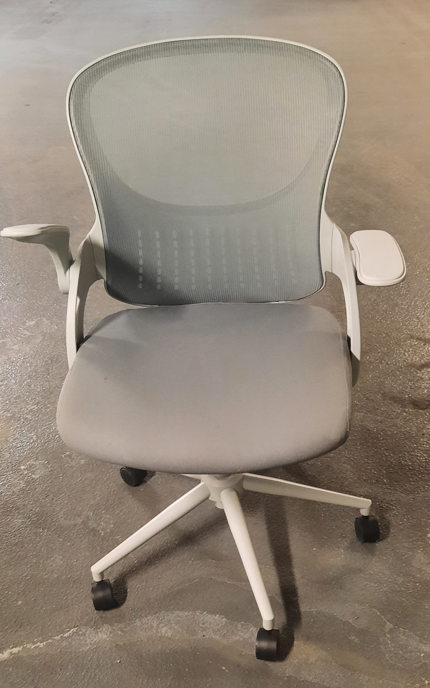 Grey Mesh Office Chair with White Frame