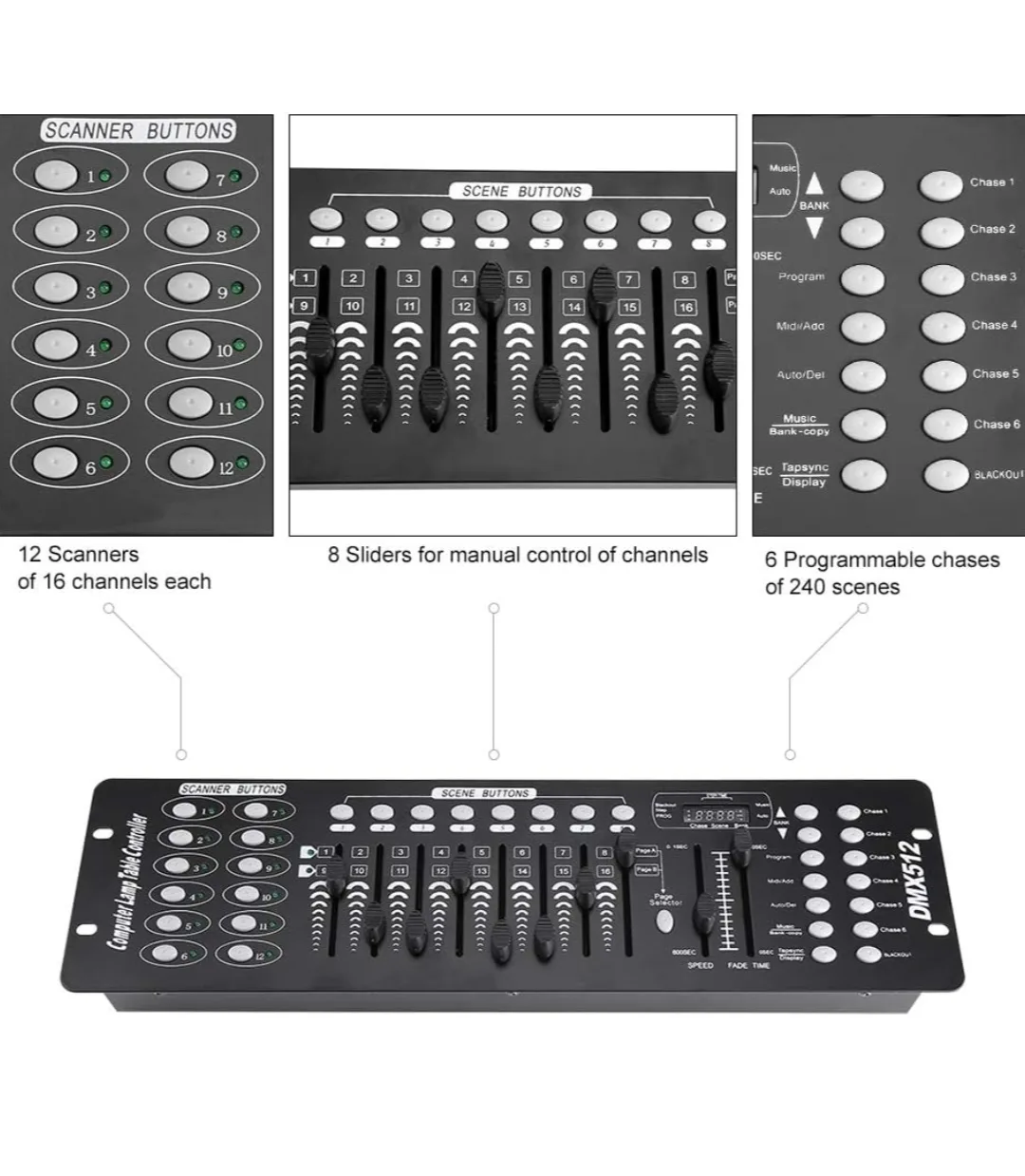 DMX 512 Light Controller with Polarity, 30 Banks of 8 Pro image indicator(8)