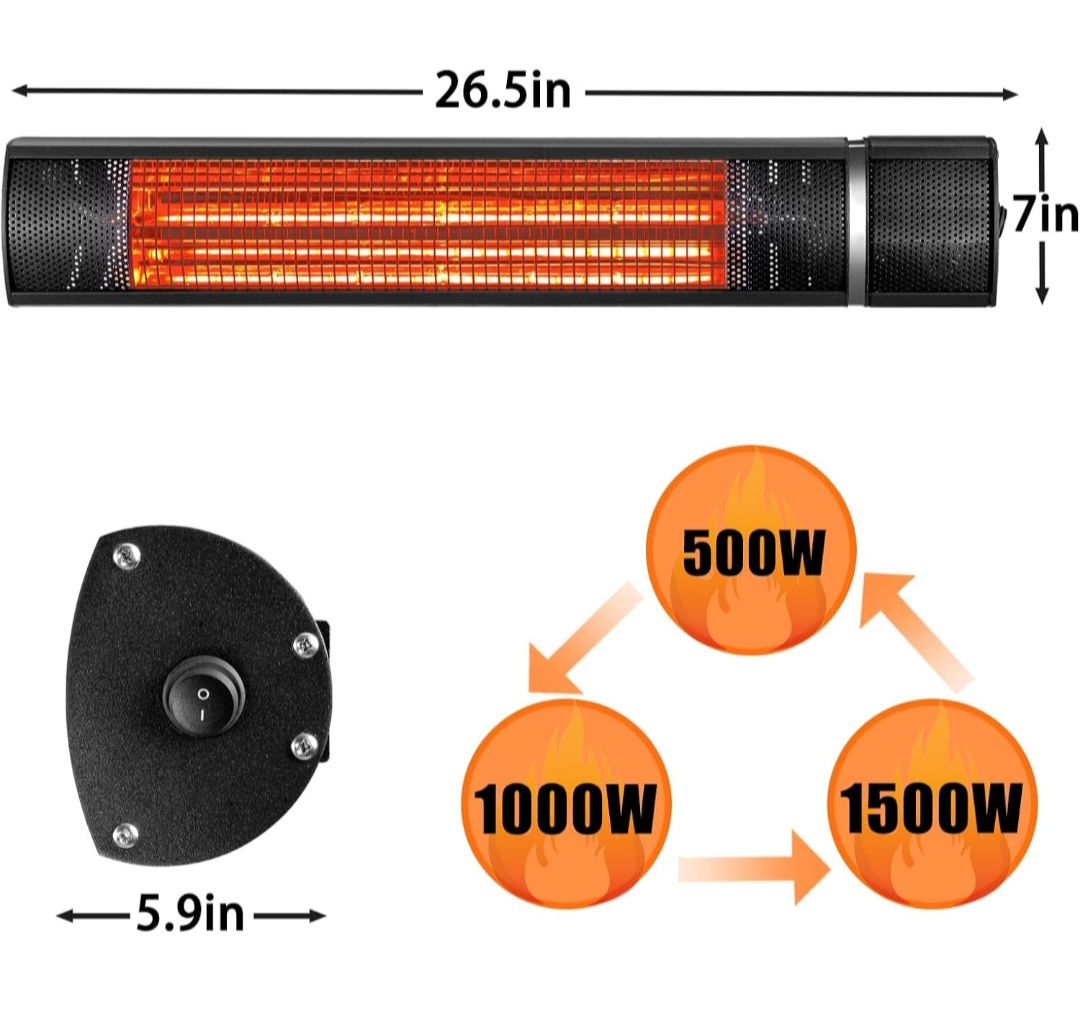 Electric Patio Heater -Outdoor Heater with Remote - photo 4