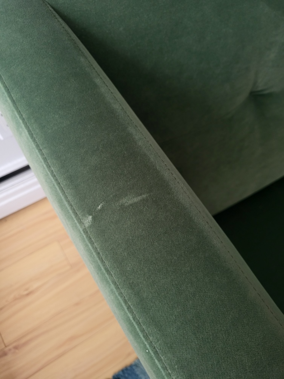 CB2 Green Velvet Sofa - photo 4