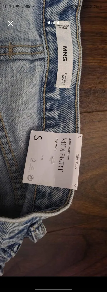 Mango Committed Denim Midi Skirt - Size Small image indicator(4)